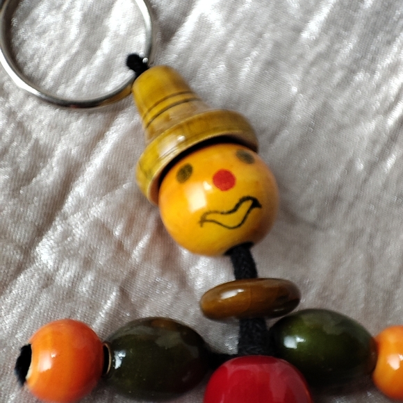 Vintage Wooden Lacquer Varnish Upcycled Crib Toy Keychain - Picture 10 of 11